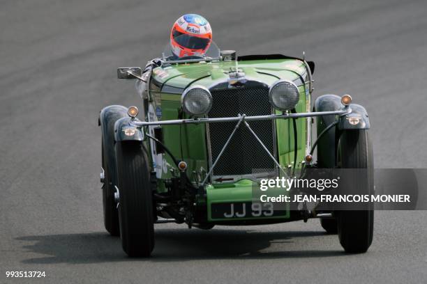 British driver Gareth Burnett in his Talbot 105 JJ93-1932 competes to win the race during a race for vehicles from 1923 to 1939, during the ninth...