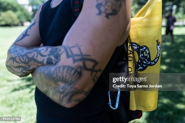 Christopher from Maryland, takes part in the March For Our Rights rally, promoting Second Amendment Rights and the safety of students in schools...