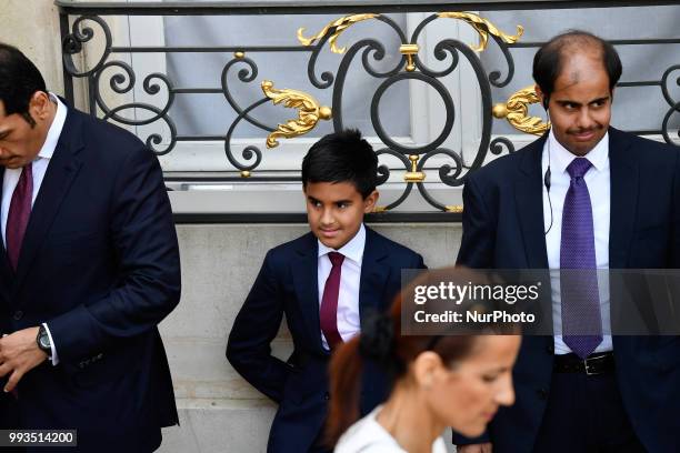 Hamad, son of Qatar Sheikh Tamim bin Hamad Al Thani is pictured at the Elysee palace on July 6 in Paris.