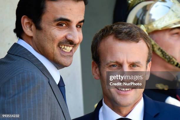 The President of the Republic, Emmanuel Macron received His Highness Sheikh Tamim bin Hamad Al Thani, Emir of the State of Qatar at the Elysée...