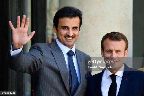 The President of the Republic, Emmanuel Macron received His Highness Sheikh Tamim bin Hamad Al Thani, Emir of the State of Qatar at the Elysée...