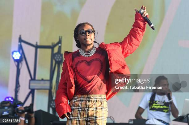 Takeoff of Migos perform on the Main Stage during Wireless Festival 2018 at Finsbury Park on July 7, 2018 in London, England.