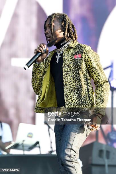 Offset of Migos performs on the Main Stage during Wireless Festival 2018 at Finsbury Park on July 7, 2018 in London, England.