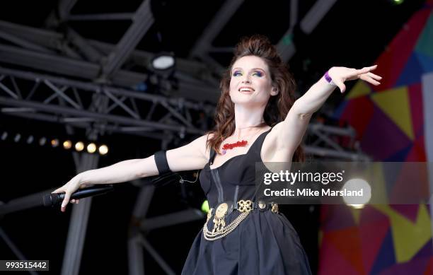 Sophie Ellis-Bextor performs on the Trafalgar Square Stage during Pride In London on July 7, 2018 in London, England. It is estimated over 1 million...