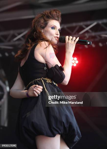 Sophie Ellis-Bextor performs on the Trafalgar Square Stage during Pride In London on July 7, 2018 in London, England. It is estimated over 1 million...