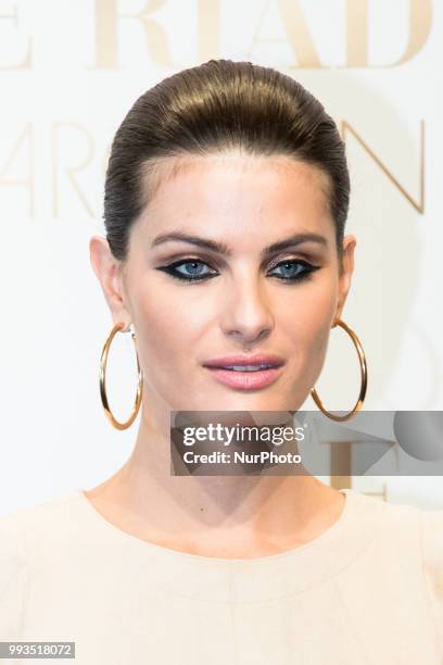 Isabeli Fontana arrives to attend the Marc Cain Fashion Show during Berlin Fashion Week Spring / Summer 2019 in Berlin, Germany on July 3, 2018.