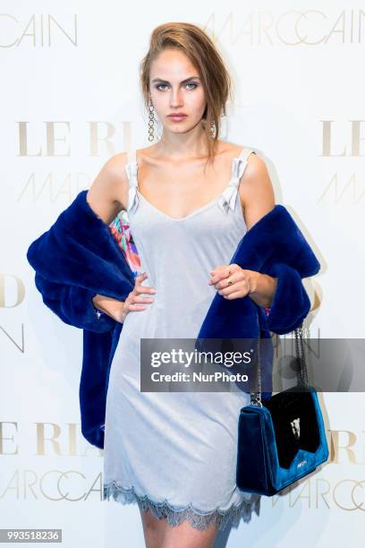 Elena Carriere arrives to attend the Marc Cain Fashion Show during Berlin Fashion Week Spring / Summer 2019 in Berlin, Germany on July 3, 2018.