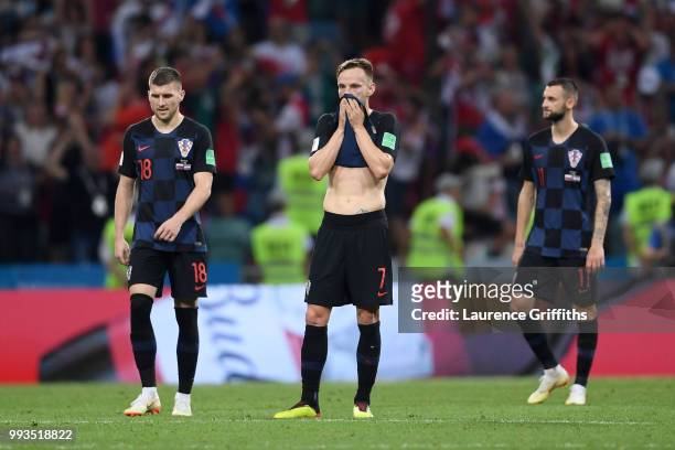 Ivan Rakitic of Croatia look dejected following Russia second goal during the 2018 FIFA World Cup Russia Quarter Final match between Russia and...