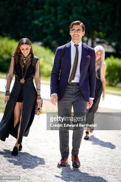 Olivia Palermo and Johannes Huebl , outside Dior, during Paris Fashion Week Haute Couture Fall Winter 2018/2019, on July 2, 2018 in Paris, France.