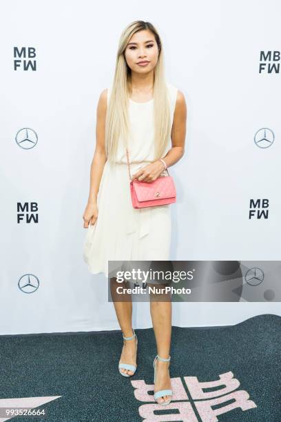 Kisu arrives to attend the Riani Fashion Show during the Mercedes Benz Fashion Week at ewerk in Berlin, Germany on July 4, 2108.