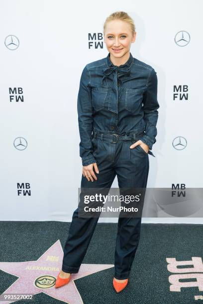 Anna Maria Muehe arrives to attend the Riani Fashion Show during the Mercedes Benz Fashion Week at ewerk in Berlin, Germany on July 4, 2108.