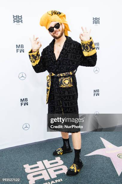 Riccardo Simonetti arrives to attend the Riani Fashion Show during the Mercedes Benz Fashion Week at ewerk in Berlin, Germany on July 4, 2108.