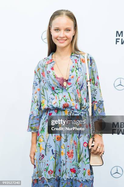 Sonja Gerhardt arrives to attend the Riani Fashion Show during the Mercedes Benz Fashion Week at ewerk in Berlin, Germany on July 4, 2108.