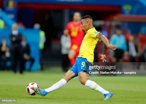 Gabriel Jesus of Brazil during the 2018 FIFA World Cup Russia Quarter Final match between Brazil and Belgium at Kazan Arena on July 6, 2018 in Kazan,...