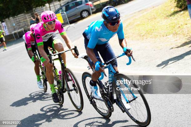 Nairo Quintana of Colombia and Movistar Team / Sep Vanmarcke of Belgium and Team EF Education First - Drapac P/B Cannondale / during the 105th Tour...