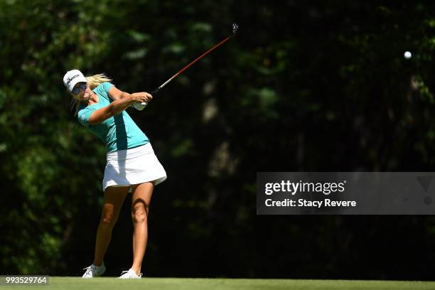 Anna Nordqvist of Sweden hits her second shot on the first hole during the third round of the Thornberry Creek LPGA Classic at Thornberry Creek at...