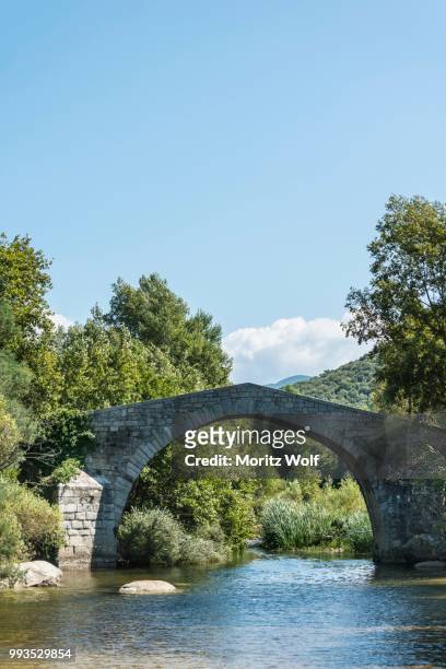 genoese bridge spin'a cavallu, rizzanese, corsica, france - genoese stock pictures, royalty-free photos & images