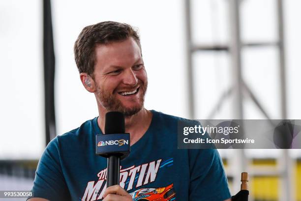 Personality Dale Earnhardt Jr. During Coke Zero Sugar 400 qualifying on July 6, 2018 at Daytona International Speedway at Daytona Beach, Fl.