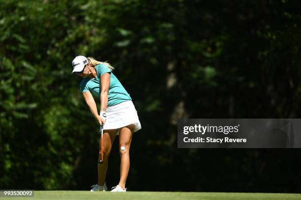 Anna Nordqvist of Sweden hits her second shot on the first hole during the third round of the Thornberry Creek LPGA Classic at Thornberry Creek at...