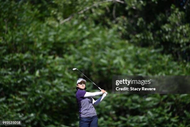 Amy Yang of Korea hits her approach shot on the first hole during the third round of the Thornberry Creek LPGA Classic at Thornberry Creek at Oneida...