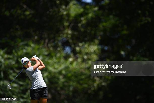 Nasa Hataoka of Japan hits her approach shot on the first hole during the third round of the Thornberry Creek LPGA Classic at Thornberry Creek at...