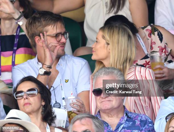 Iain Stirling and Laura Whitmore attend day six of the Wimbledon Tennis Championships at the All England Lawn Tennis and Croquet Club on July 7, 2018...