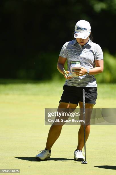 Nasa Hataoka of Japan waits to putt on the first green during the third round of the Thornberry Creek LPGA Classic at Thornberry Creek at Oneida on...