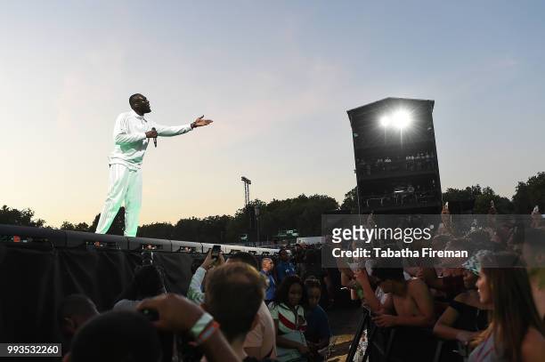 Stormzy headlines the Main Stage on Day 2 of Wireless Festival 2018 at Finsbury Park on July 7, 2018 in London, England.