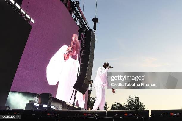 Stormzy headlines the Main Stage on Day 2 of Wireless Festival 2018 at Finsbury Park on July 7, 2018 in London, England.