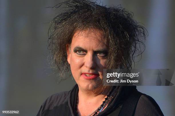 Robert Smith of The Cure performs live on stage during British Summer Time at Hyde Park on July 7, 2018 in London, England.