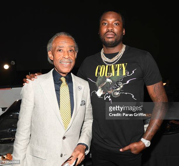 Al Sharpton and Meek Mill attend the 2018 Essence Festival presented by Coca-Cola at Ernest N. Morial Convention Center on July 7, 2018 in New...
