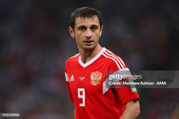 Alan Dzagoev of Russia in action during the 2018 FIFA World Cup Russia Quarter Final match between Russia and Croatia at Fisht Stadium on July 7,...