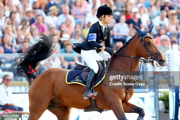 Edwina Tops-Alexander riding California competes in the Global Champions Tour Grand Prix of Paris at Champ de Mars on July 7, 2018 in Paris, France.