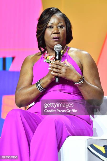 Sybrina Fulton speaks onstage during the 2018 Essence Festival presented by Coca-Cola at Ernest N. Morial Convention Center on July 7, 2018 in New...
