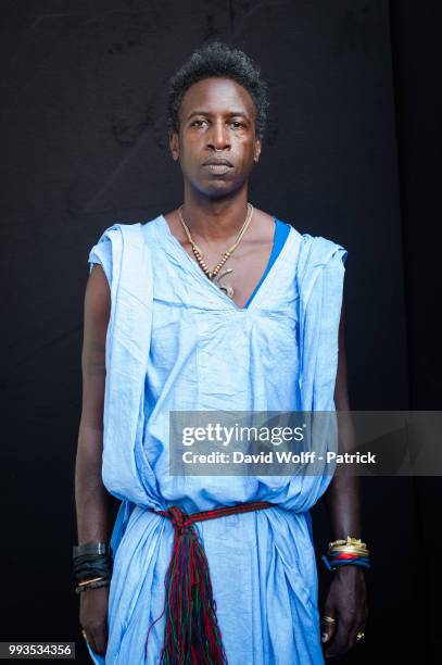 Saul Williams poses during a photo session at Fnac Live on July 7, 2018 in Paris, France.