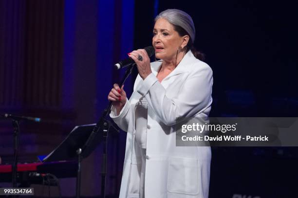 Francoise Fabian performs during Fnac Live on July 7, 2018 in Paris, France.