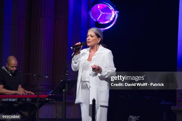 Francoise Fabian performs during Fnac Live on July 7, 2018 in Paris, France.