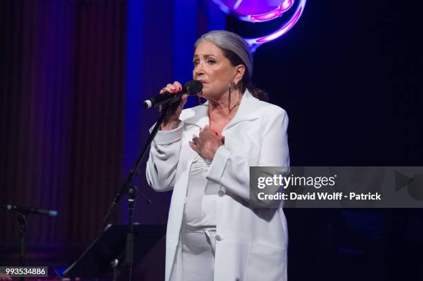 Francoise Fabian performs during Fnac Live on July 7, 2018 in Paris, France.