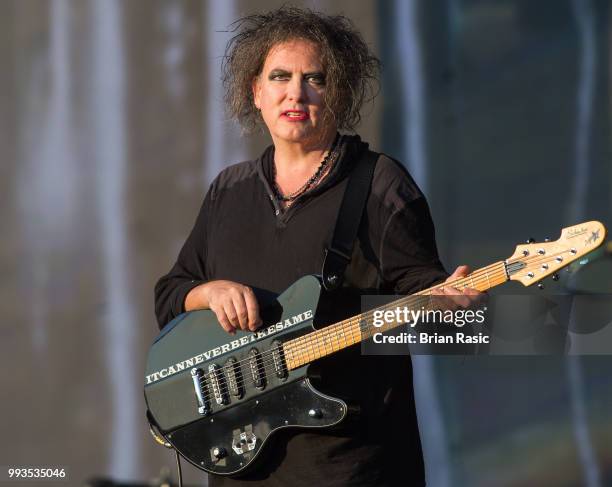 Robert Smith of The Cure performs live at Barclaycard present British Summer Time Hyde Park at Hyde Park on July 7, 2018 in London, England.