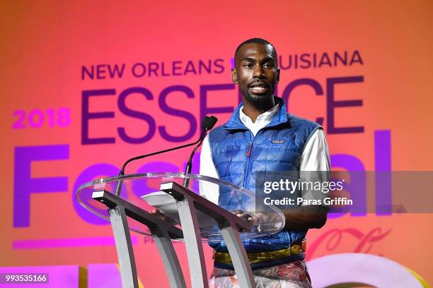 DeRay Mckesson speaks onstage during the 2018 Essence Festival presented by Coca-Cola at Ernest N. Morial Convention Center on July 7, 2018 in New...