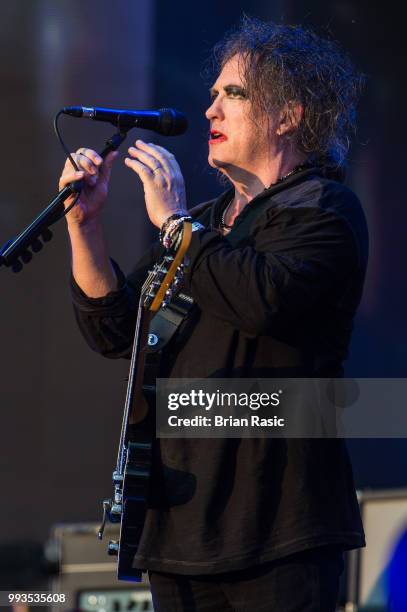 Robert Smith of The Cure performs live at Barclaycard present British Summer Time Hyde Park at Hyde Park on July 7, 2018 in London, England.