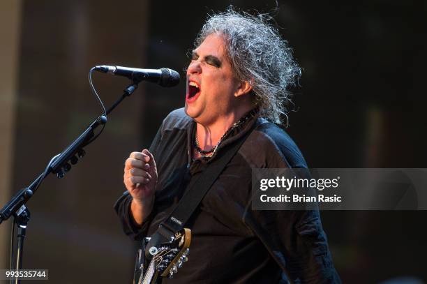 Robert Smith of The Cure performs live at Barclaycard present British Summer Time Hyde Park at Hyde Park on July 7, 2018 in London, England.