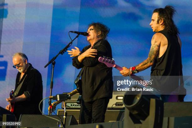 Reeves Gabrels , Robert Smith and Simon Gallup of The Cure perform live at Barclaycard present British Summer Time Hyde Park at Hyde Park on July 7,...