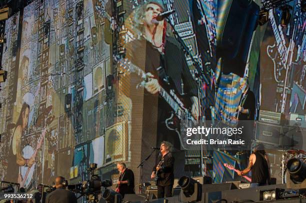 Reeves Gabrels, Robert Smith and Simon Gallup of The Cure perform live Barclaycard present British Summer Time Hyde Park at Hyde Park on July 7, 2018...