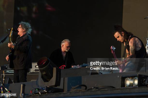 Robert Smith , Reeves Gabrels and Simon Gallup of The Cure perform liveBarclaycard present British Summer Time Hyde Park at Hyde Park on July 7, 2018...