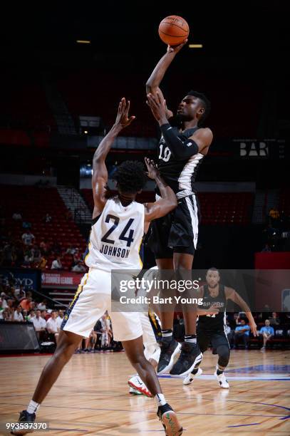 Chimezie Metu shoots the ball against the Indiana Pacers during the 2018 Las Vegas Summer League on July 7, 2018 at the Thomas & Mack Center in Las...