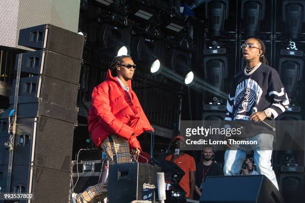 Quavo and Takeoff of Migos perform during Wireless Festival 2018 at Finsbury Park on July 7th, 2018 in London, England.