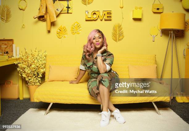 Erica Campbell of the Gospel Group Mary Mary at the 2018 Essence Music Festival Getty Images Portrait Studio on July 6, 2018 in New Orleans,...