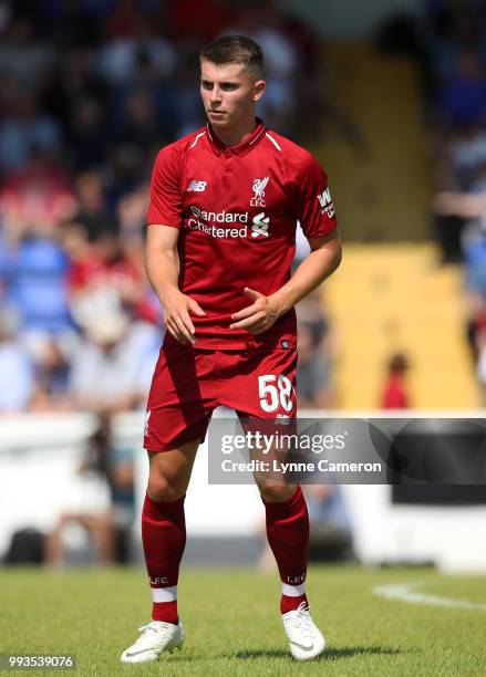 Ben Woodburn of Liverpool during the Pre-season friendly between Chester FC and Liverpool on July 7, 2018 in Chester, United Kingdom.