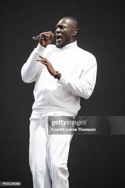 Stormzy performs during Wireless Festival 2018 at Finsbury Park on July 7th, 2018 in London, England.